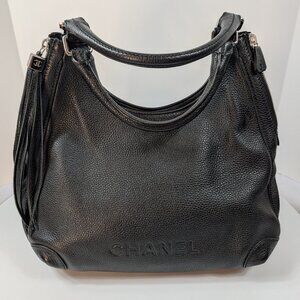 Chanel Vintage Black Timeless Soft Grained Calfskin Hobo Tassel Bag